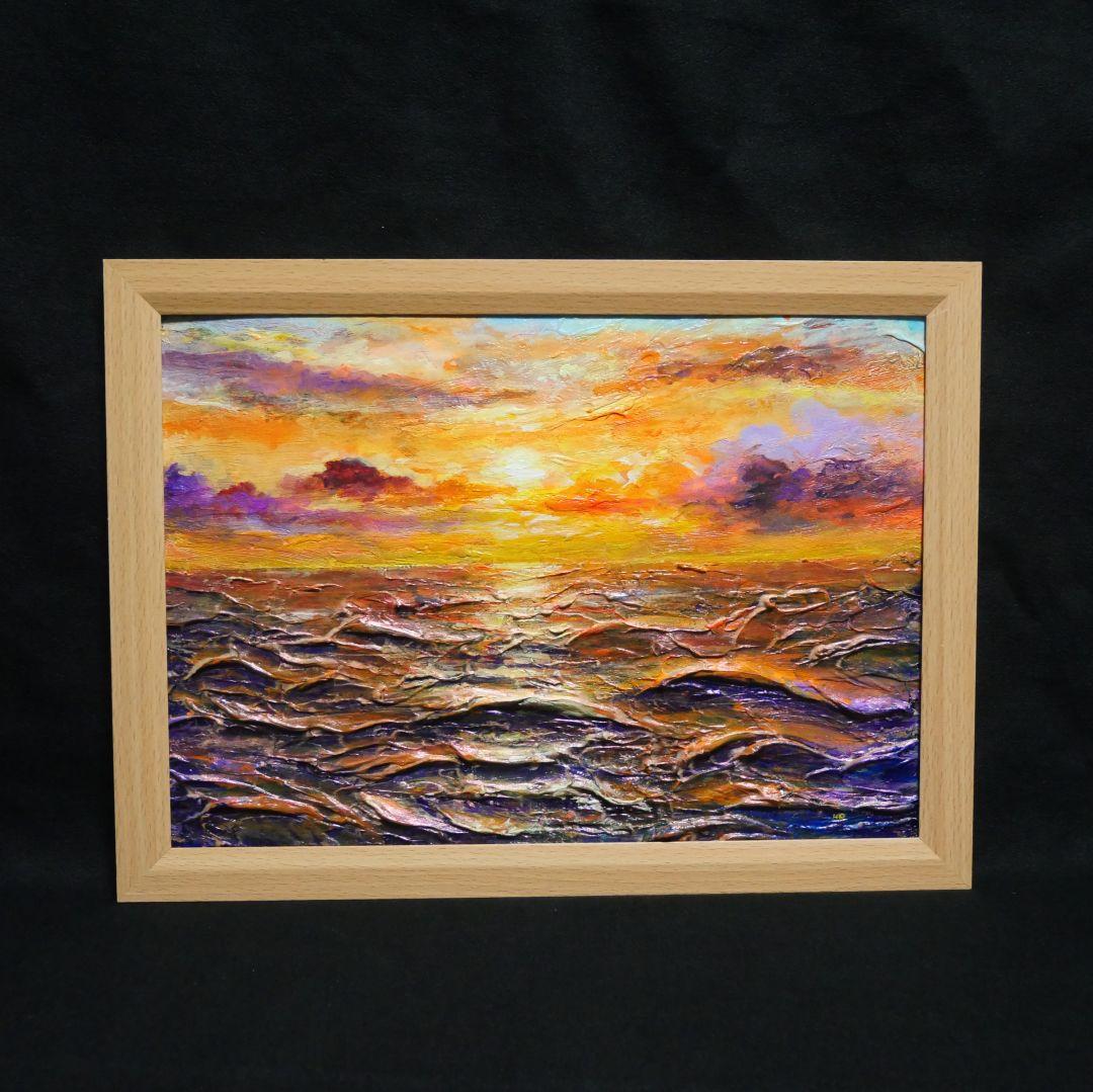 油絵 油彩 油彩画 絵 絵画【夕焼けの海】A4 油絵 油彩 油彩画 絵 絵画【夕焼けの海】A4 絵画 HR 通販 14688161