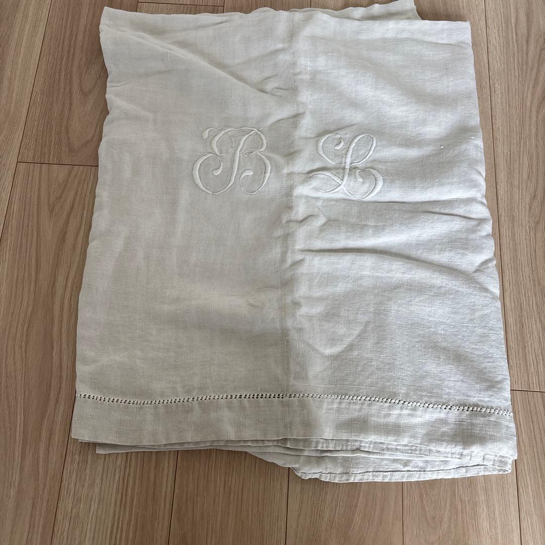 フランス　アンティーク　シーツ フランス アンティーク リネン イニシャル つき アウトレット シーツ